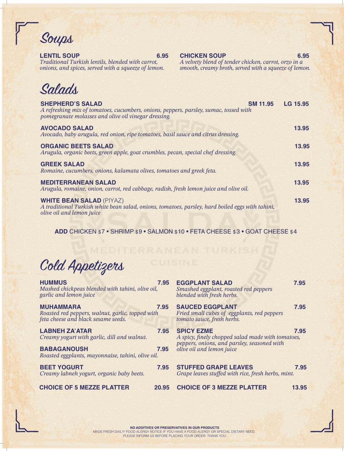 Menu page 1